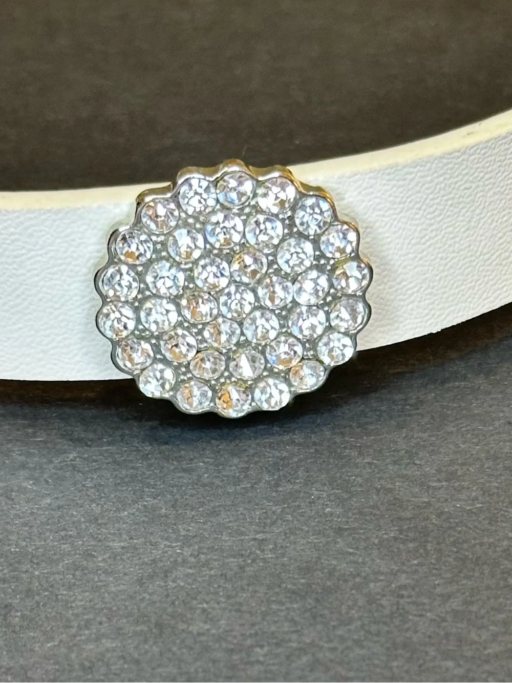 Kate Spade Pave Rhinestone Leather Belt Ivory White Size S